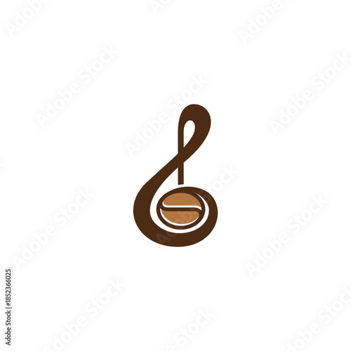 A stylized treble clef symbol creatively incorporates a coffee bean at its center.
