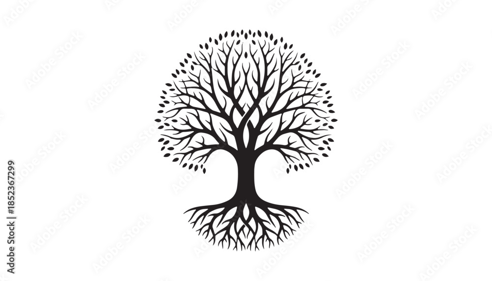 Obraz premium Tree with Extensive Branches and Roots