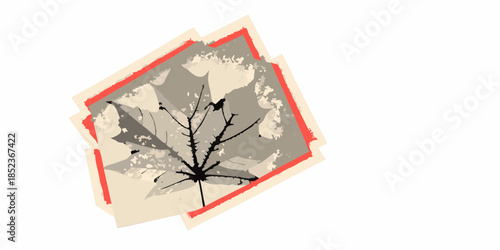 An artistic rendition of a maple leaf within a layered red bordered frame