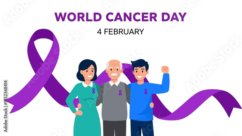 World Cancer Day 4 February Awareness Ribbon Support People Family United Fight Disease