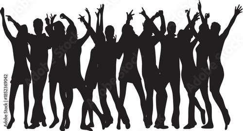 Dance Silhouette Nightclub, Dancing material for many people, cutout of human figure artwork, people, friendship png