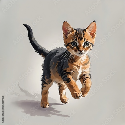 粋よいよく動くアビシニアンの子猫のイラスト