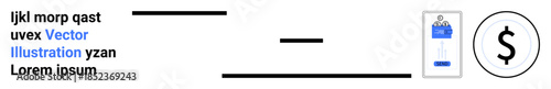 Finance, budgeting, business analytics, economic reports, data management, transaction tracking. Visual elements include a clipboard, horizontal lines and a dollar sign. Finance and budgeting