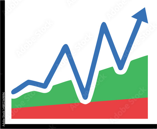 Profit Volatility Chart Showing Business Growth Trend with Upward Arrow and Financial Analytics