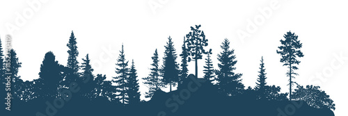 Silhouette of a forest, isolated on white background, vector illustration