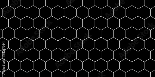 Modern Black and White Hexagon Geometric Pattern Seamless Vector Illustration with Minimalist Honeycomb Structure and Repeating Abstract Symmetry