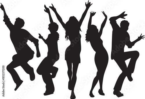 Dance Silhouette Nightclub, Dancing material for many people, cutout of human figure artwork, people, friendship png