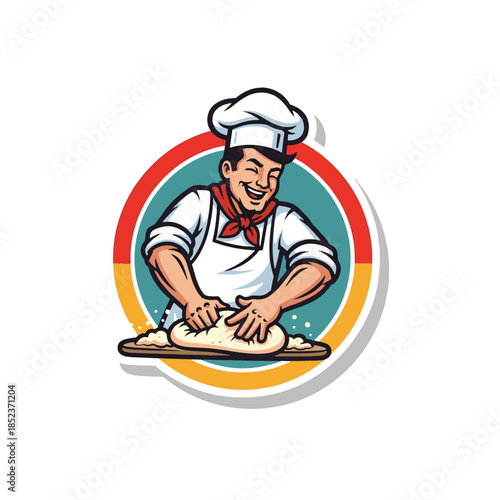 Chef Kneading Dough for Pizza