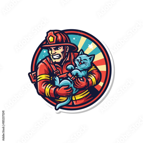 Firefighter with Cat Rescue