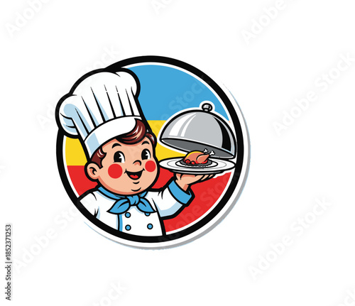 Chef with Platter and Dome Cover