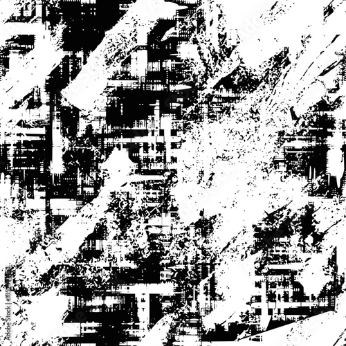 Seamless pattern, rough vector background, grunge texture, black and white