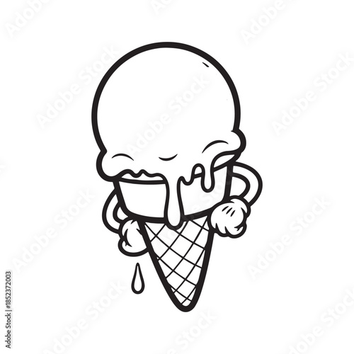 Melting Ice Cream Cartoon Character