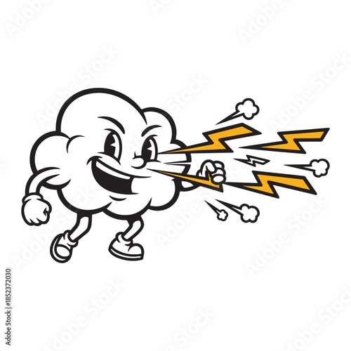 Cloud Character Spitting Lightning Rays