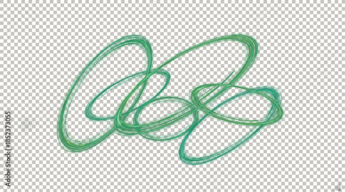 Messy Abstract Green Hand Drawn Scribble and Doodle Loop Isolated on Transparent Background.