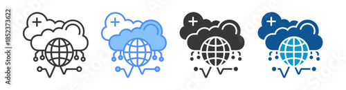 Hybrid Cloud Icon Set Multiple Style Collection