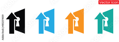 Colorful vector icons of upward arrows with flags,Set of arrow icons in various styles. Up and down arrows in black and white. Simple arrow designs for navigation. Arrows for direction and movement.