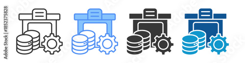 Data Warehousing Icon Set Multiple Style Collection