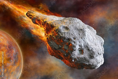 Cratered asteroid surface, highlighting space object analysis and planetary features, Cratered asteroid surface, highlighting space object analysis and planetary features.
