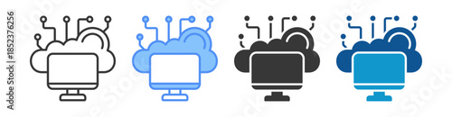 Edge Computing Icon Set Multiple Style Collection