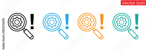 Vibrant magnifying glass icons in four colors for business solutions,Magnifying Glass icon set. Search sign. Flat illustration of vector icon on white background