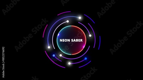 render circle abstract neon Light background. Bright purple violet pink lines glowing in ultraviolet light,geometric design modern sci-fantasy.