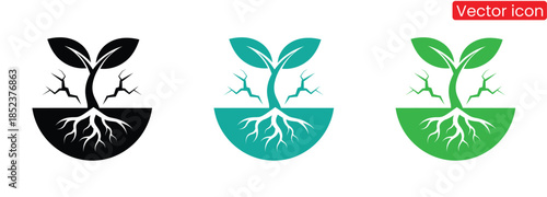 Eco friendly plant growth vector icons in different colors,growing plant logo icon design with line leaf graphic element symbol for agriculture, farm, plant grow vector logo template,