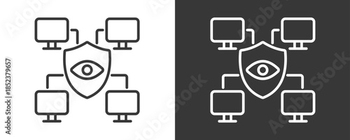 Monitoring Icon Set Vector Collection Isolated In Black And White