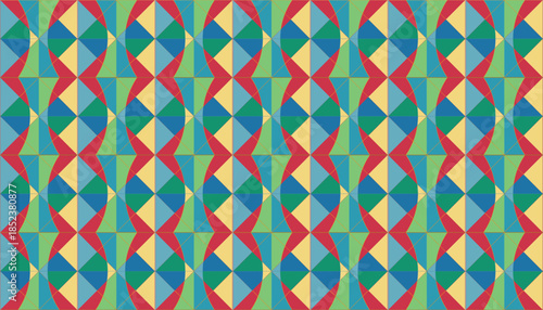 Abstract repeating design featuring ovals and sharp geometric forms. Modern decorative pattern with bold shapes and balanced repetition