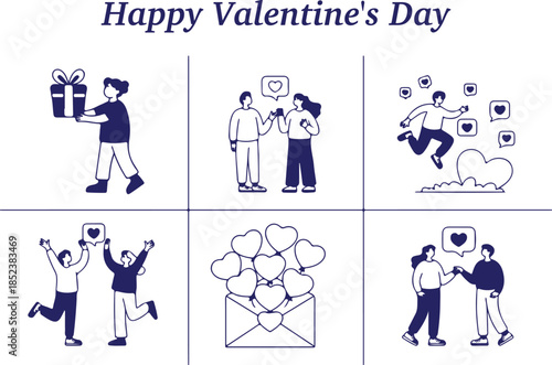 Romantic Valentine's Day graphic pack featuring love messages and gifting