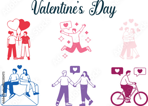 Illustrating Valentine's Day love romance and heartwarming celebratory moments for couples