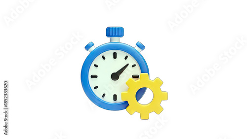 Stopwatch with Gear Icon: Time Management Concept