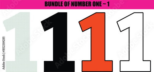 Number One 1 Silhouette and Continuous Line Art Vector with Abstract Dotted Pointillism Textures for Modern First Birthday Branding, Anniversary Logo Design, and Creative Professional Assets.