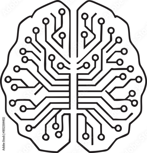 Circuit board brain illustration with modern technology design