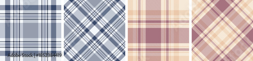 plaid and tartan pattern set.checkered fabric texture background.