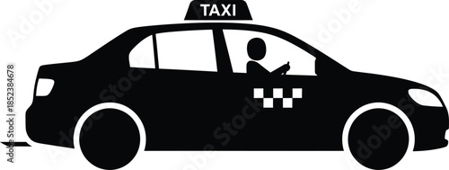 Silhouette of a taxi car transporting passengers