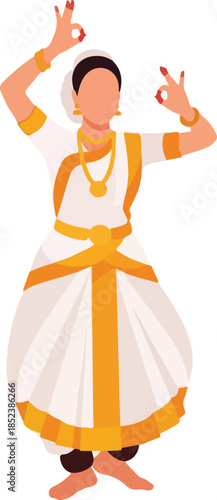 Woman in a bharatanatyam dance pose and costume. Perfect for cultural dance events, indian art promotions, and traditional dance performances.