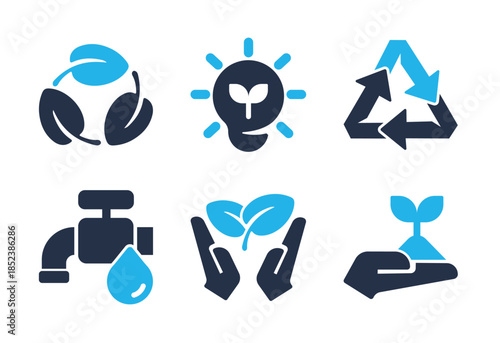 Eco-Friendly and Recycling icon set. Solid glyph series icons