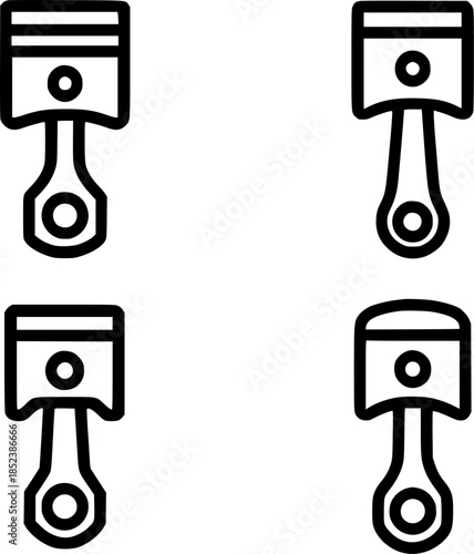 Minimalist spare part icon, piston illustration, black transparent background