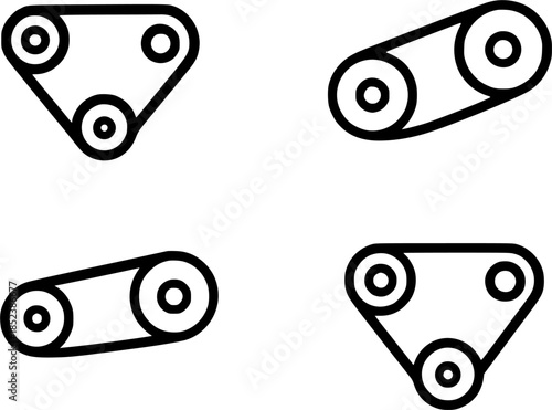 Minimalist spare part icon, fan belt illustration, black transparent background