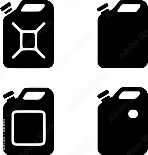 Minimalist spare part icon, jerry can illustration, black transparent background
