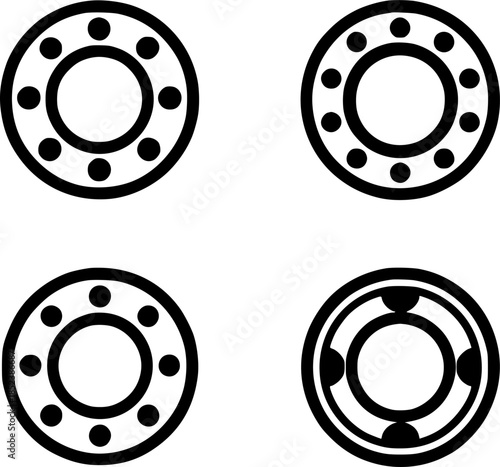 Minimalist spare part icon, bearing illustration, black transparent background