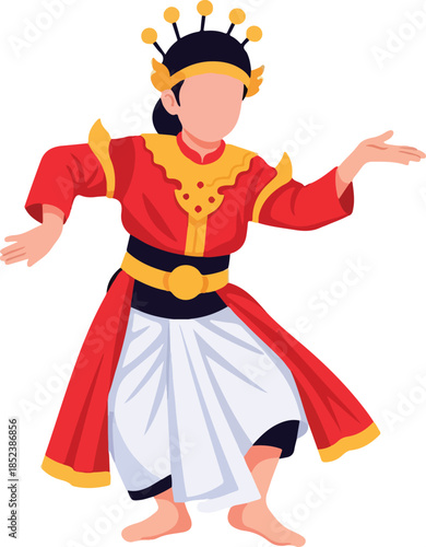 Dancer in traditional balinese attire performing a beautiful dance. Suitable for travel websites, cultural blogs, and dancerelated projects.