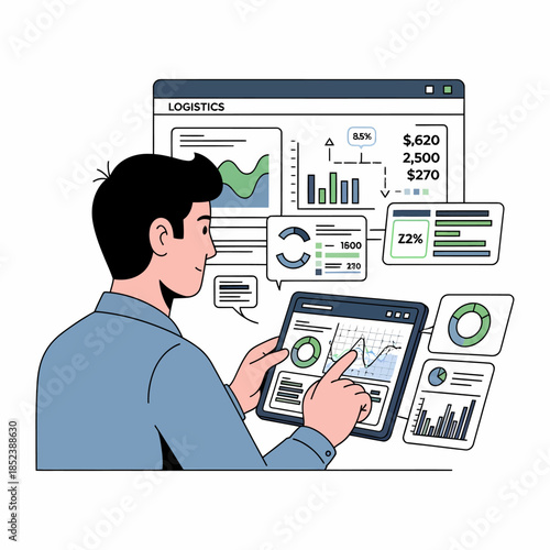 Operations manager optimizing logistics workflow using digital tablet
