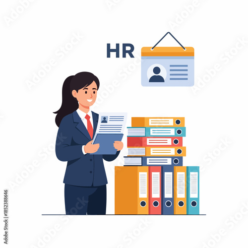HR manager organizing employee records and recruitment folders