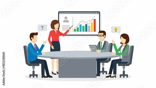 Project manager explaining performance metrics to business team