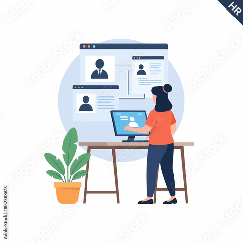 HR specialist managing digital employee profiles and database