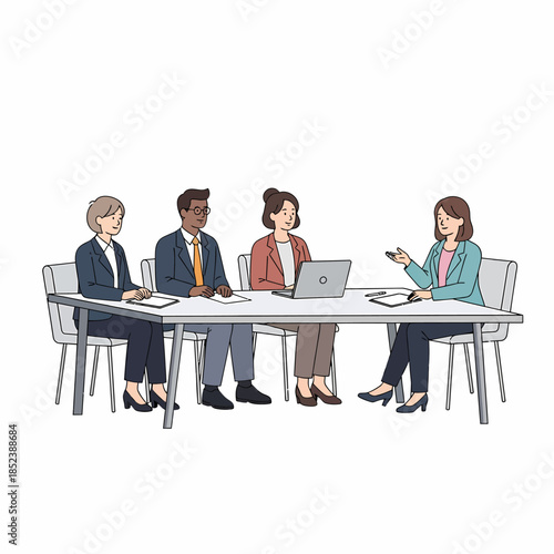 Professional team conducting interview for corporate position