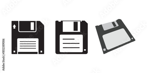 Floppy Disk Icon Vector Set for Retro Technology Concept

