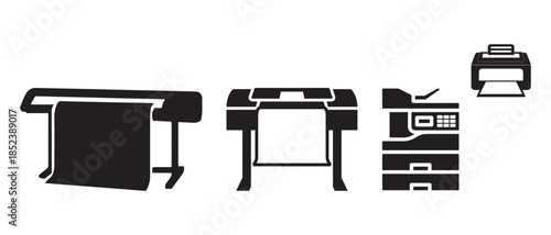 Printer Icon Vector Set for Office and Technology Design
