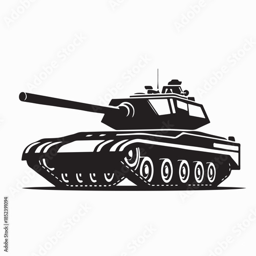 Tank logo military army artillery war battlefield vector emblem design on white background